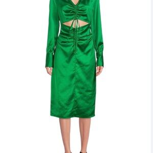 Kendall & Kylie Vibrant Green Satin Maxi Dress